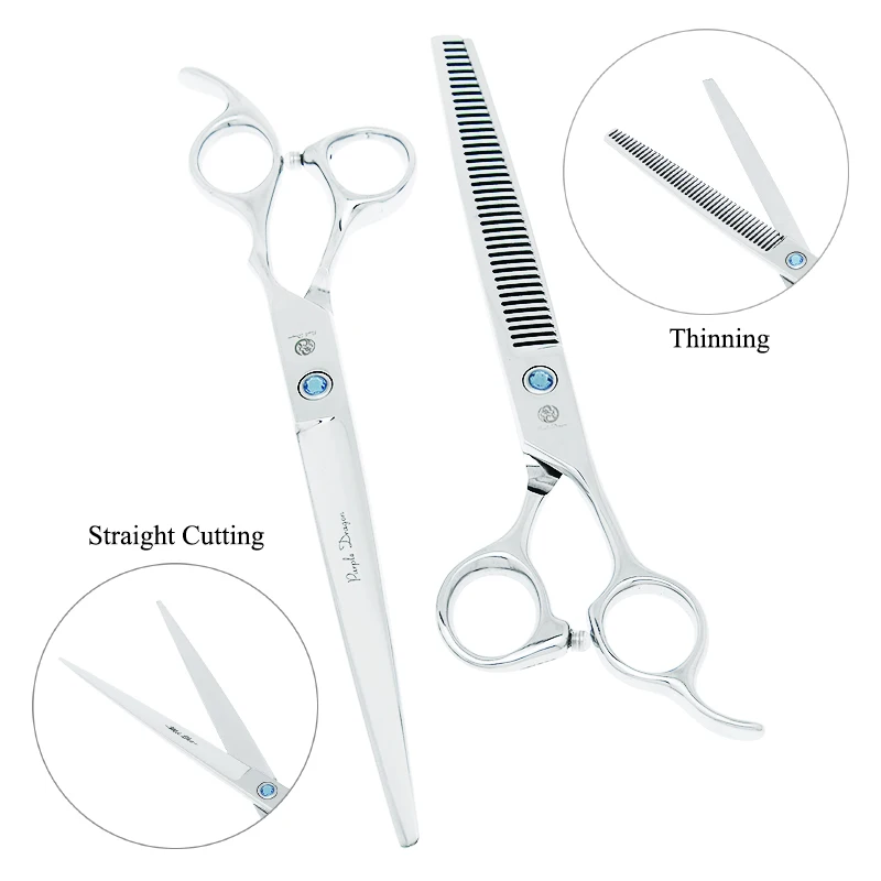 애완 동물 미용 가위 세트 8.0 전문 jp440c 개 가위 동물 머리 절단 스트레이트 + 곡선 + 가위 가위 lzs0378