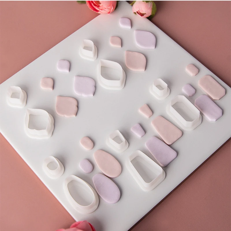Polymer Clay Tools 2Pc/Set Geometric Shaped Polymer Clay Cutters Simple Graphics DIY Earring Pendant Jewelry Modeling Cutting Clay Mold Pottey Tool
