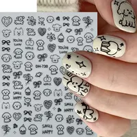 4pcs Cartoon Cute Cat Nail Art Sliders 3D Graffiti Dog Rabbit Heart Star Nail Sticker Kawaii Flower Butterfly Bow Manicure Decal 2
