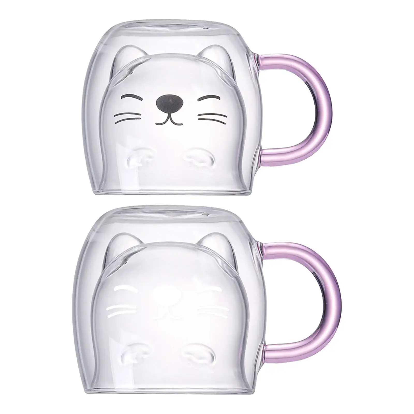 Çift duvarlı kupa bardak borosilikat cam kedi kulak içecek kupalar çay için  sıcak çikolata _ - AliExpress Mobile