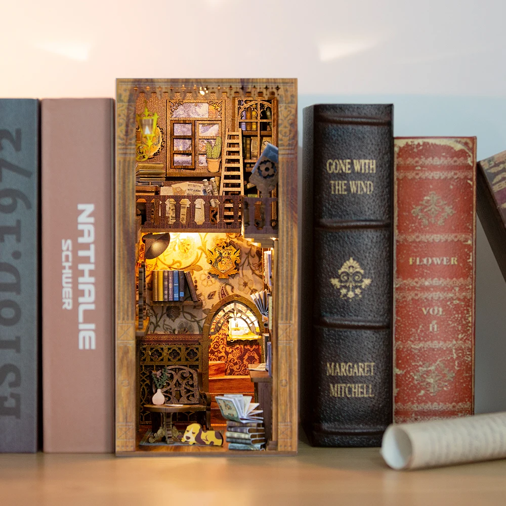 Cutebee – livre Miniature en bois pour maison de poupée, Kit de construction, avec insertion de bibliothèque, idéal pour cadeau