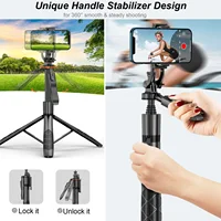 Selfie Stick Tripod Stand with Remote 60" Extendable Travel Phone Tripod for iPhone Android Camera 360° Rotation Video Recording - Image 3