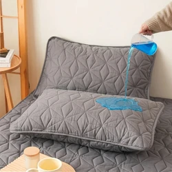 Luxury Soft Cotton Waterproof Pillowcase Set - Breathable, Absorbent & Easy Care Bedding Covers - 50x75cm (Grey (2pcs))