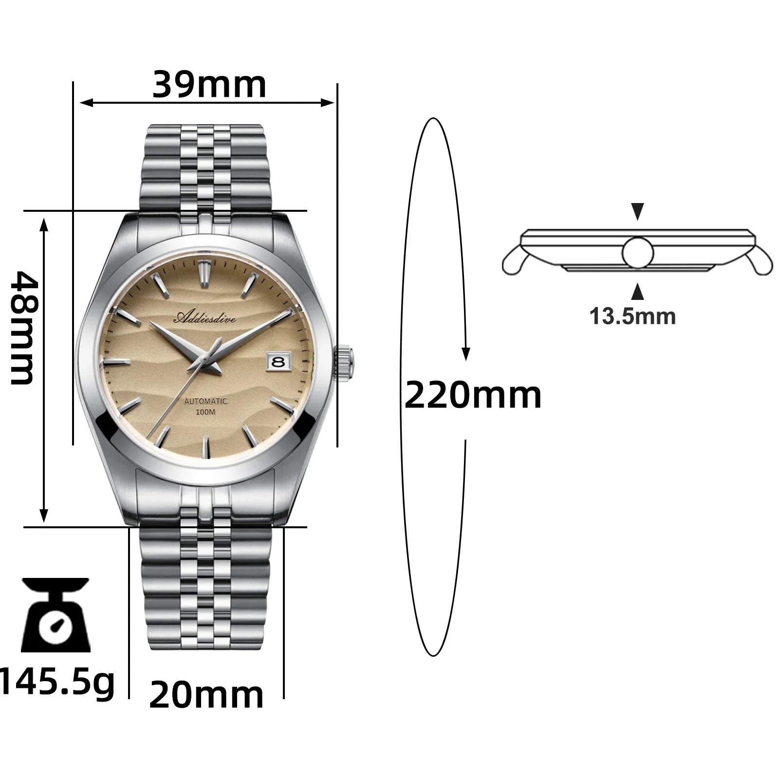 ADDIESDIVE NEW AD2059 Desert Dial NH35A Automatic Watch Classic 100M Dive Mens Mechanical Watches Wristwatch 39mm Relojes Hombres mechanical watch diver watch