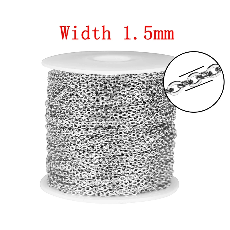 Stainless Steel Rose Gold Link Chain Necklace - 2 Meters, 1-3mm, Bulk for DIY Jewelry Making Supplies Wholesale