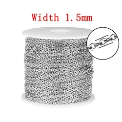 Stainless Steel Rose Gold Link Chain Necklace - 2 Meters, 1-3mm, Bulk for DIY Jewelry Making Supplies Wholesale (Steel 1.5mm)