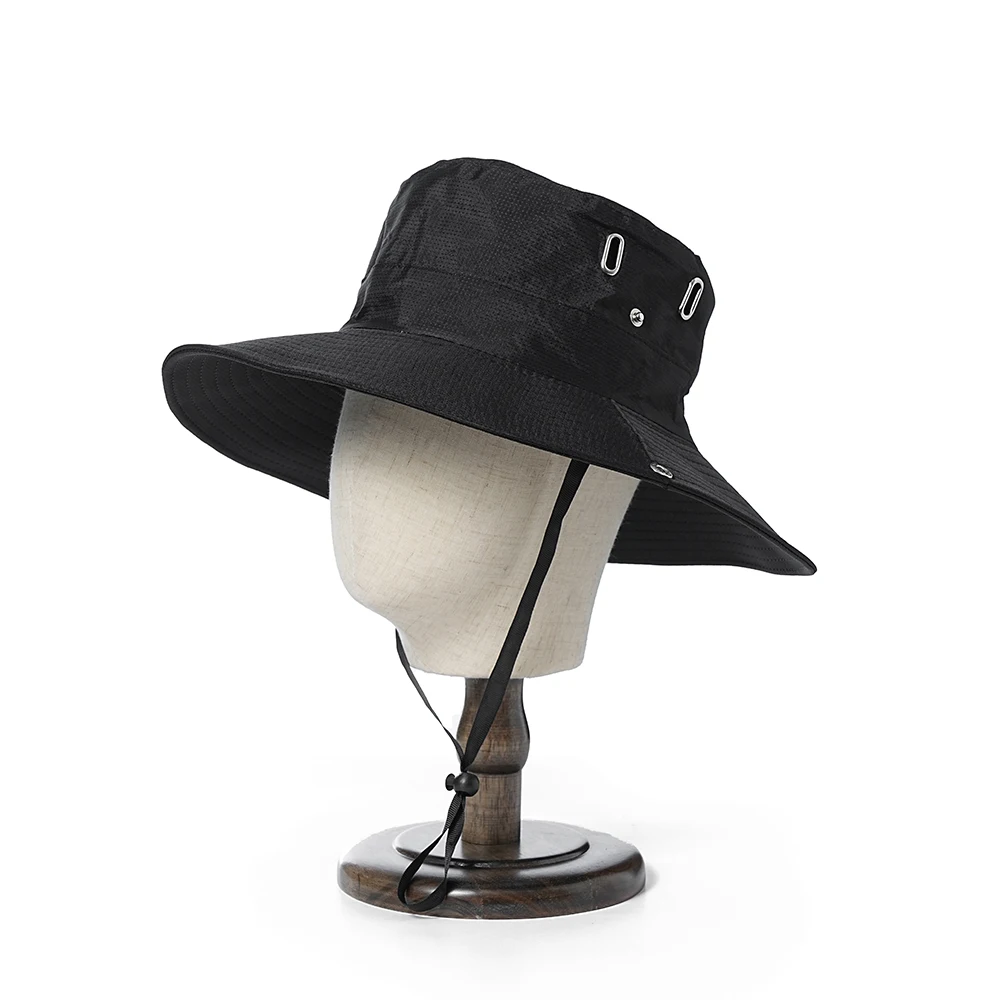 Sommer Eimer Hut Cowboy Männer Outdoor Angeln Wandern Strand Hüte Mesh atmungsaktive Anti-UV-Sonnen kappe große breite Krempe – Detail 5