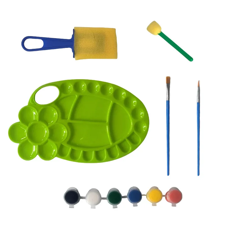 Six-piece 26-well art supplies Palette Green plastic acrylic watercolor palette