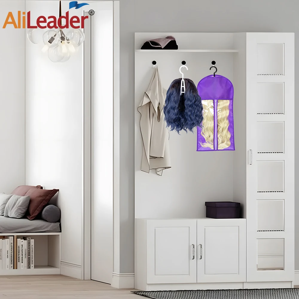Hair Extensions Storage Bag hair extensions storage bag With Hanger Portable For Multiple Wigs Ponytail Bundles Hair Extensions