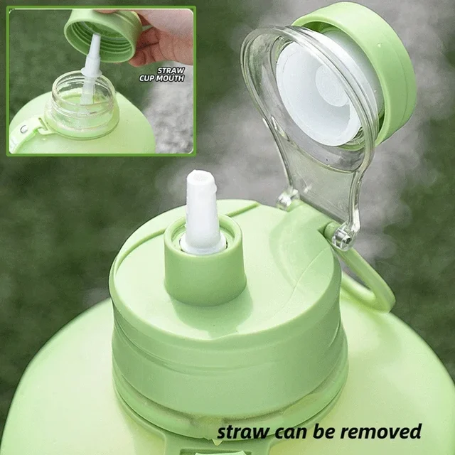 2 Liter Sports Water Bottle With Straw Large Capacity Fitness With Scale Gradient Kettle Outdoor Plastic Portable Water Bottle 5