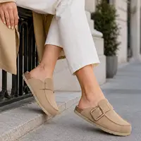 Mules en daim véritable Evshine pour femme, nouvelles pantoufles à enfiler avec semelle en liège, pantoufles unisexe en mousse à mémoire de forme avec soutien de la voûte plantaire 4