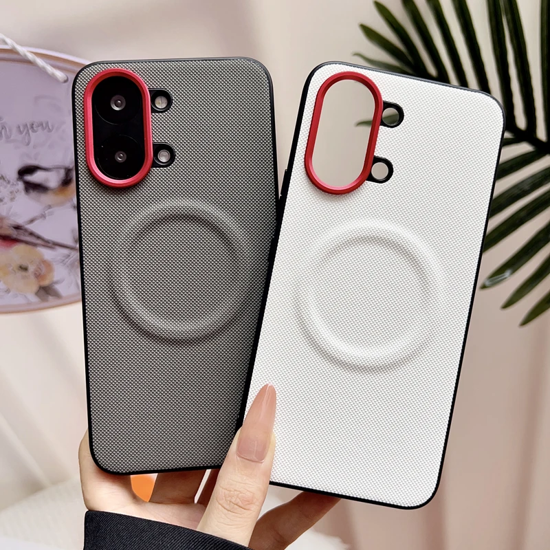 Enhanced Protective Case with Magnetic Soft TPU and Diamond Pattern Leather Back - Anti-Fingerprint Cover