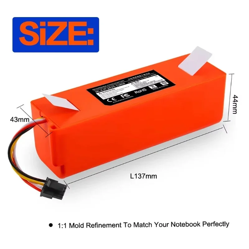 14.4V 6500mAh li-ion Battery Vacuum Cleaner accessories for xiaomi mi SDJQR01RR SDJQR02RR SDJQR03RRE35 Xiaowa C10 E20 E35 Robot power tool battery rechargeable battery vacuum cleaner battery battery replacement