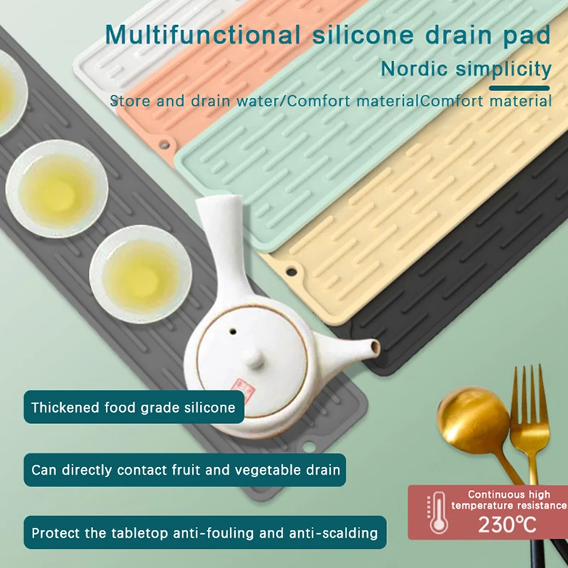 Silicone Heat Insulation Pad Kitchen Non-slip Fixed Faucet Mat Drip Protection Pads Kitchen Accessories faucet mat