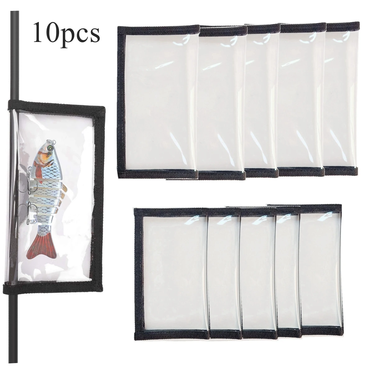 10pcs Lure Hook Covers Clear PVC 2 Sizes Mixed Fishing Lure Covers Fishing Hook Protector Wraps fly fishing hook box flies fishing lure hook tackle storage box waterproof durable case accessories for lure baits hook