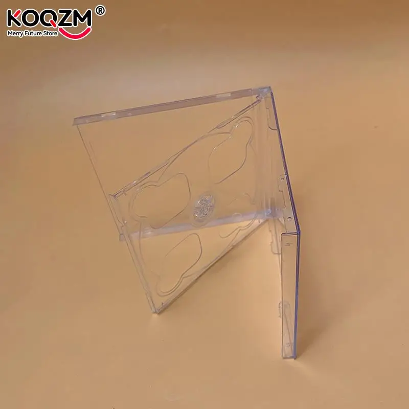 1PC Square Transparent Bottom CD Box Empty CD Case PP Plastic Milky Transparent Case Capacity 2 Discs