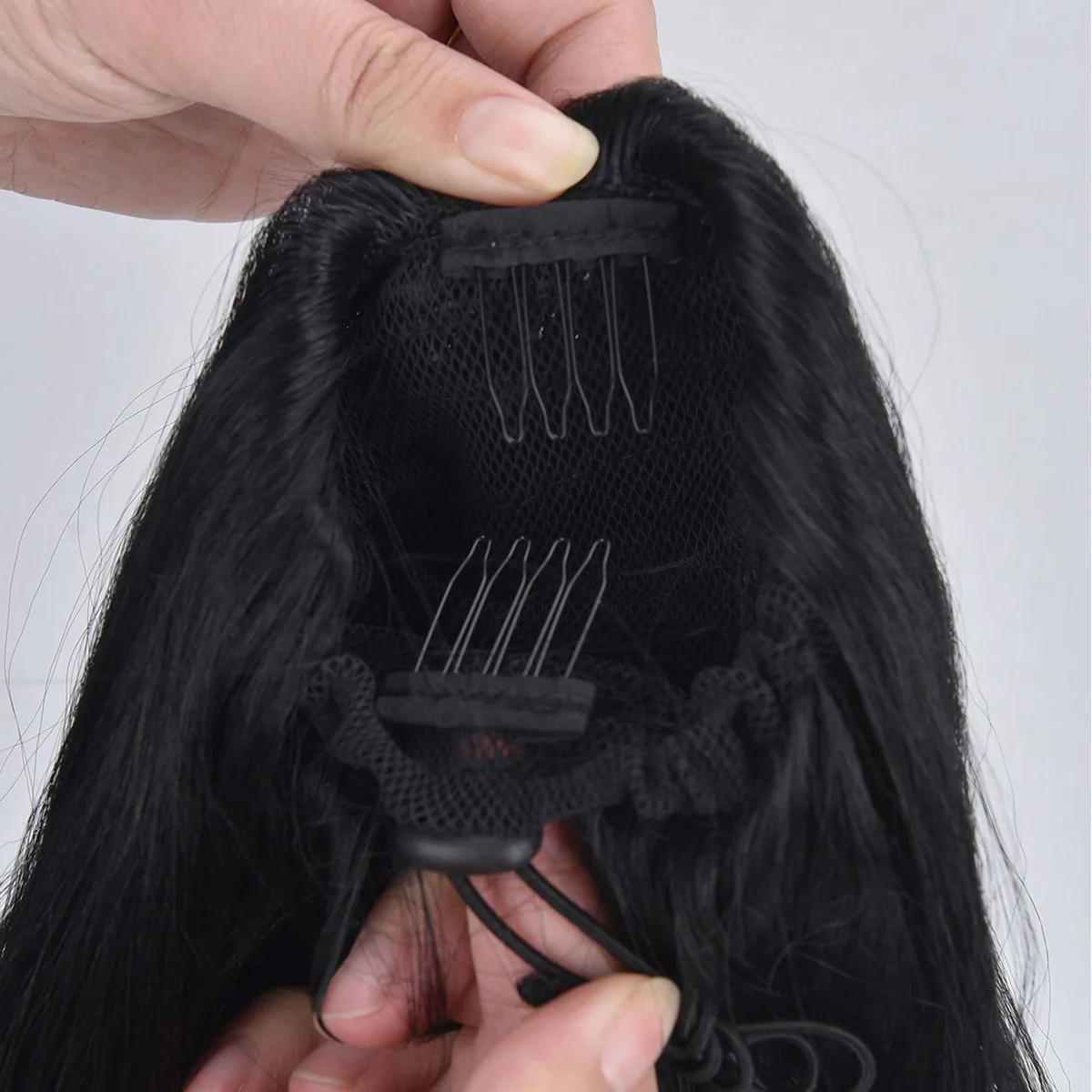 Synthetic Hair, Roman Curls, Fashionable Ponytail, Artificial Hair, Black Curly High Ponytail, Interpretation of Ret