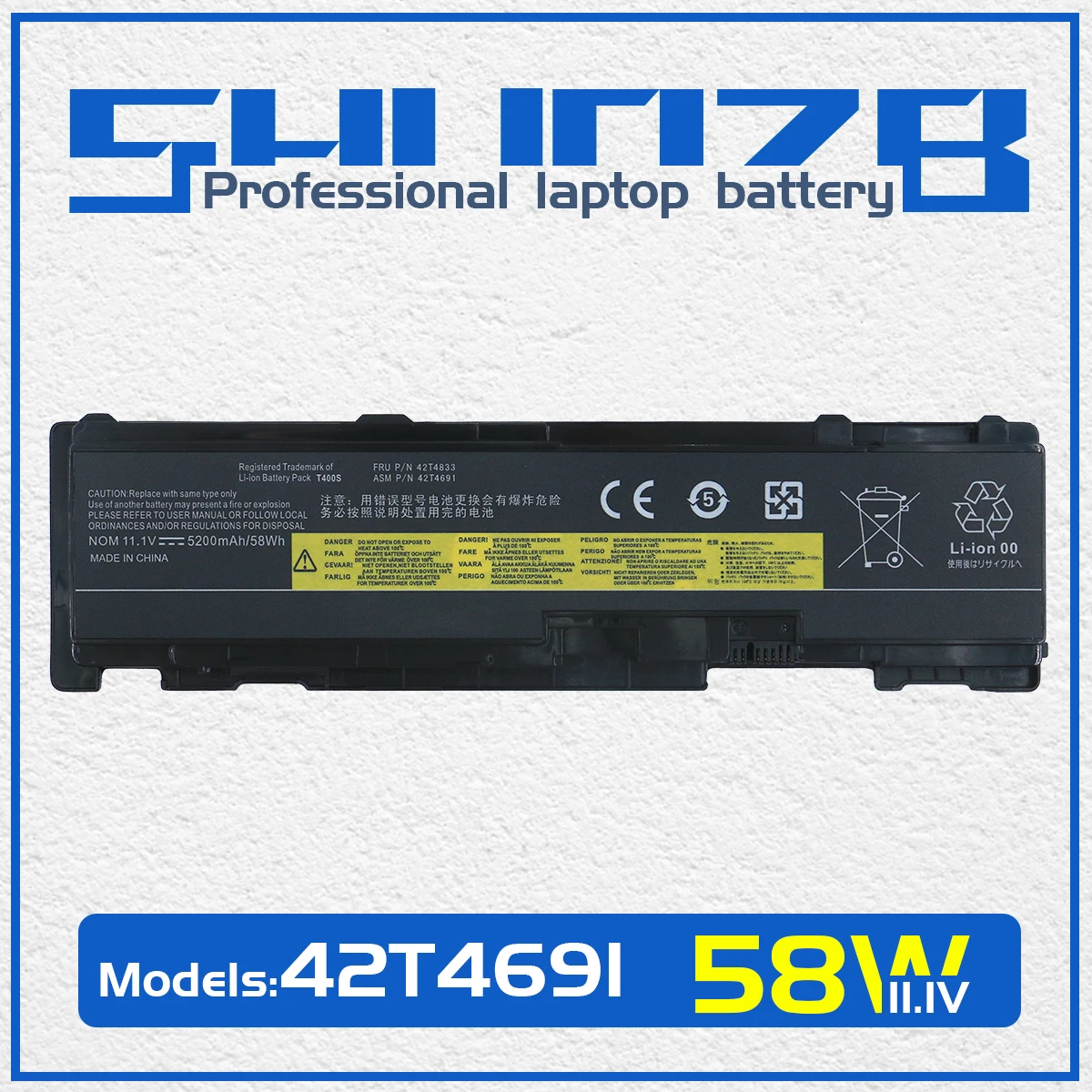 Shuozb 42t4691 42t4833 Bateria do Portátil para Lenovo Thinkpad T400s T410s T410si 42t4689 42t4832 51j0497 Fru 42t4688 42t4690 11.1v