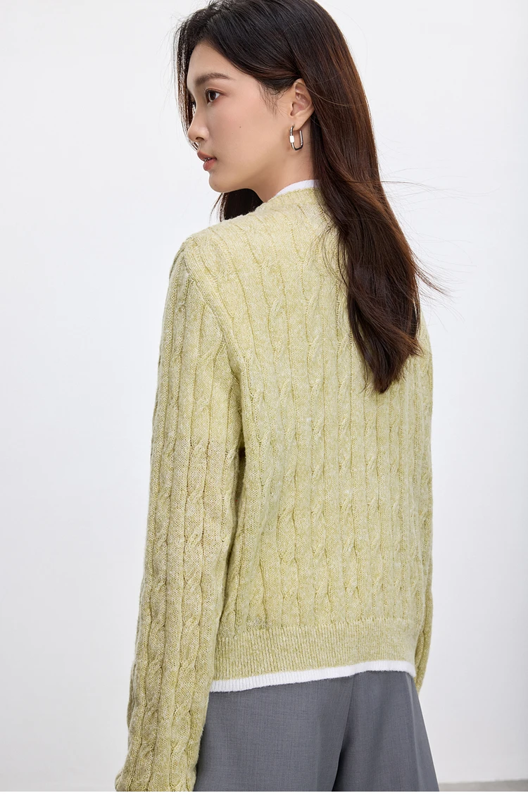 SENTUBILA Double Layered Cardigan for Women 2025 Spring Commute Patchwork Casual Loose Embroidery Fashion Knitwear W51H58878 2