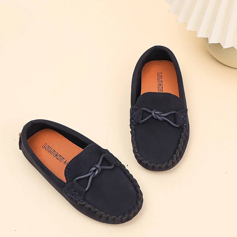 Soft Leather Baby Loafers with Bow for First Walkers