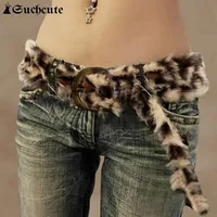 Leopard Print Plush Belt Fashionable Warm Hip-Hop Adjustable Accessories Jeans Belt Personalized Dirty Style Belt
