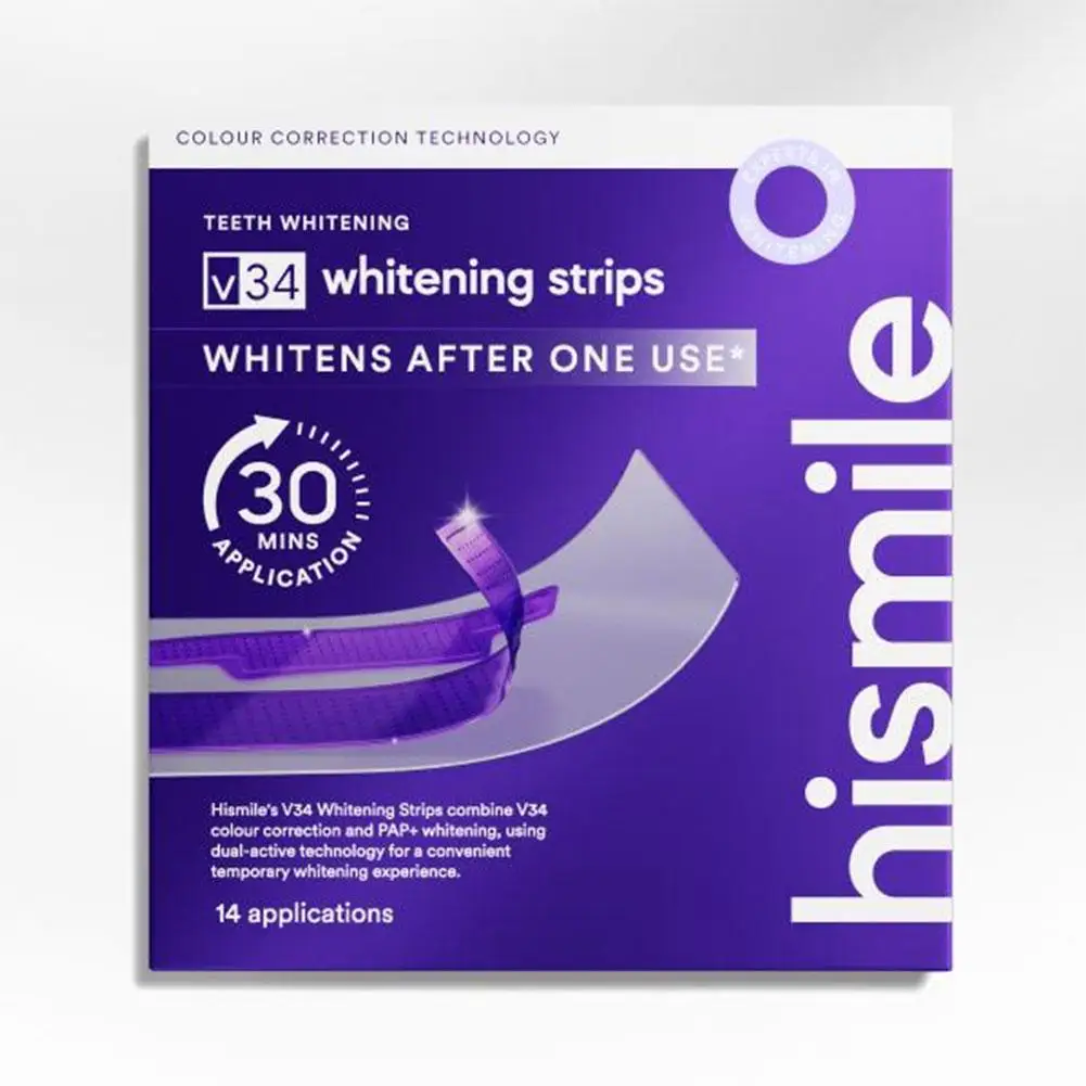 Kit completo per l'igiene orale V34 viola, comprensivo di strisce sbiancanti e dentifricio per la pulizia quotidiana della placca e per sbiancare i denti._voghion.com
