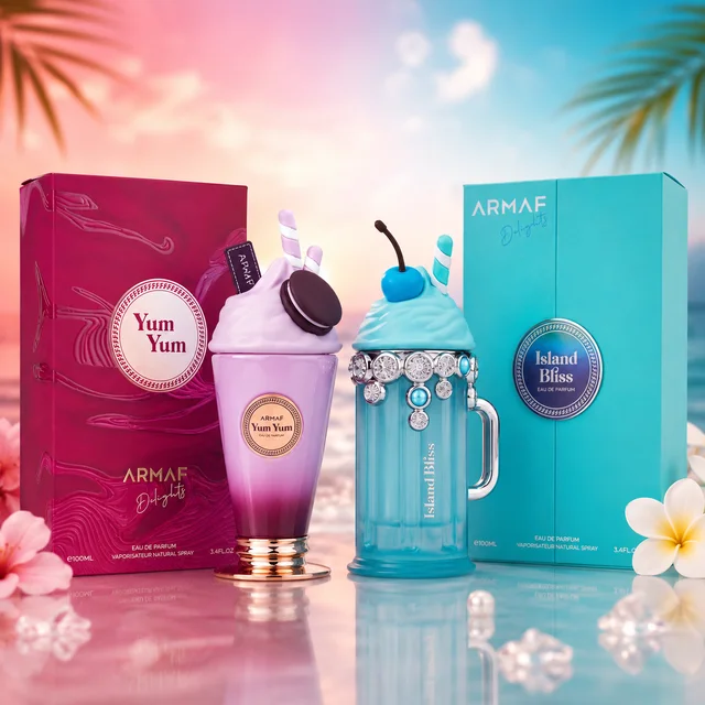 Cute Dessert Themed Perfume Combo Pack, Armaf Yum Yum & Island Bliss Long Lasting Sweet Fruity Tropical Scent EDP Gift Set, Ideal Birthday Holiday Present for Ladies
