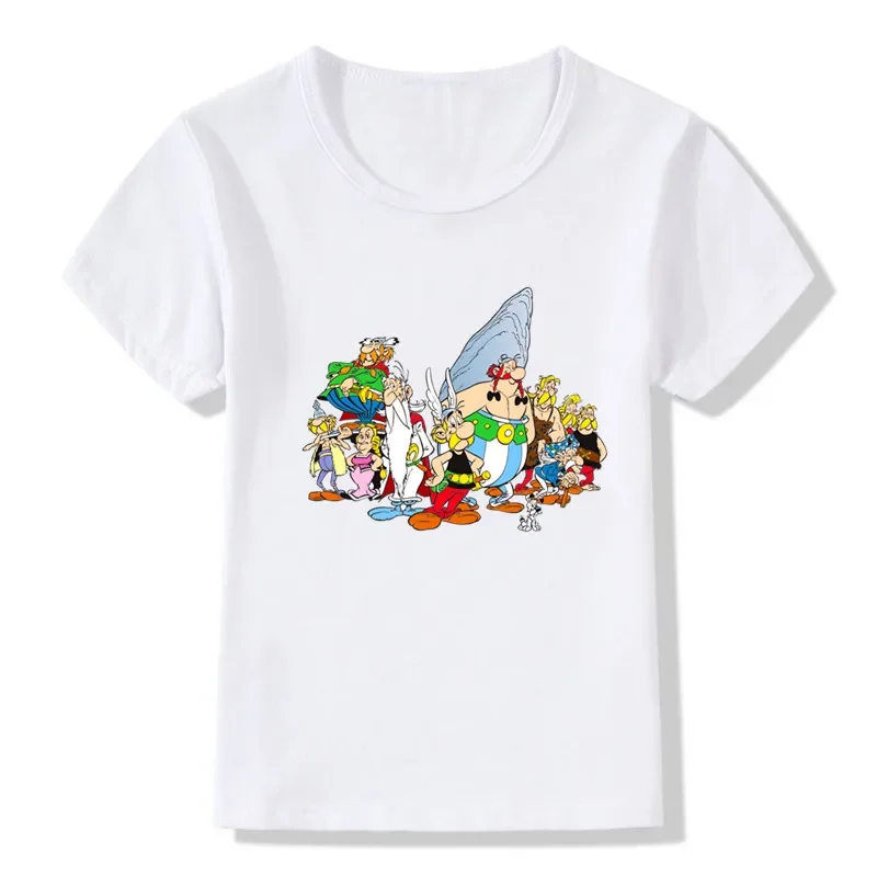 The Adventures of Asterix And Obelix Cartoon Print Funny Boys T shirt Kids T Shirt Summer Casual Baby Girls Clothes Tops,HKP5448 5