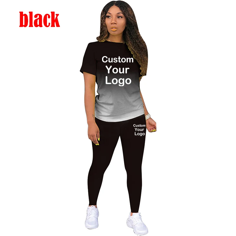 Women Printed Tracksuit Tshirt+Pants Jogging Suit Casual Sportswear Autumn Summer 2 Piece Set 8 Colors