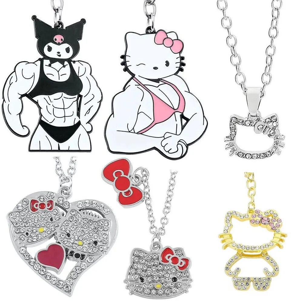 

Новинка 2024, ожерелье из аниме «Hello Kitty», брелок, мультяшная милая подвеска в виде кошки KT для девочек с бриллиантом, цепочка на ключицу, аксессуары, браслет