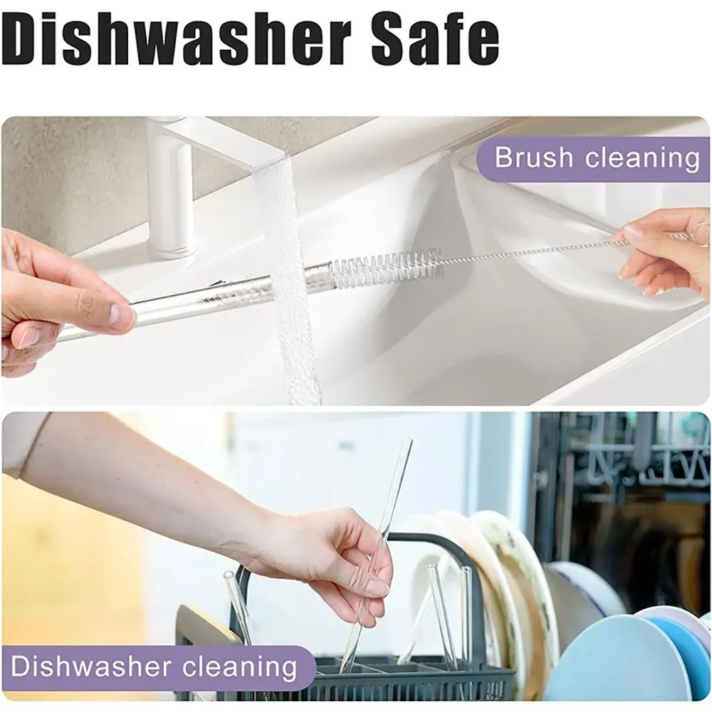 1Sets New Straight Plastic Straws Drinking with Brush Cup Straw Reusable 9mm Replacement Straw