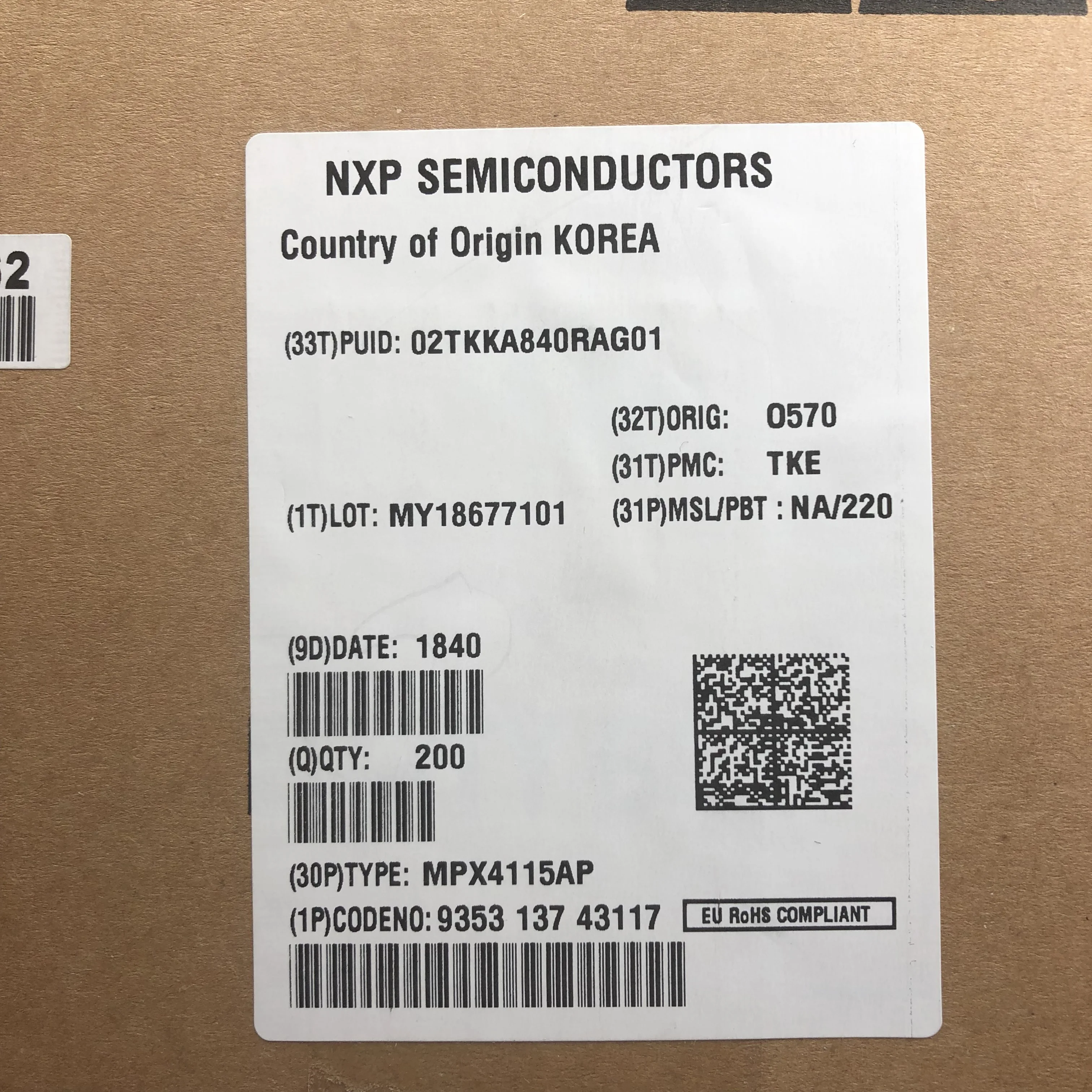 

MPX4115AP Pin-6 Датчик абсолютного давления, выход 0,2 → 4,8 в, 6-Контактный корпус