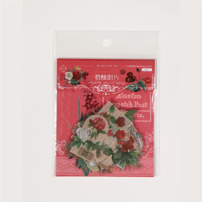 1팩/40개 다채로운 꽃 & 식물 스티커, 생동감 넘치는 꽃 DIY 수제 앨범 스크랩북킹 장 종이 용품