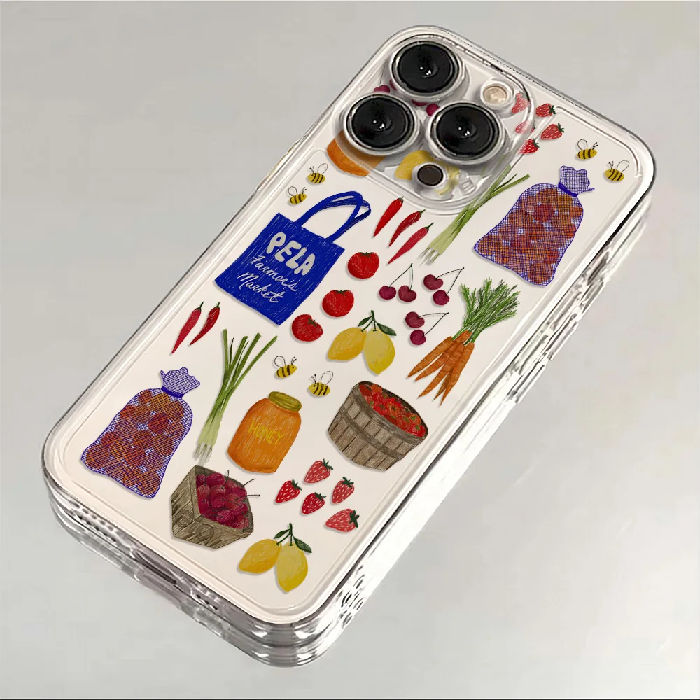 Clear Soft TPU Phone Case - Veggie Patch Market Design