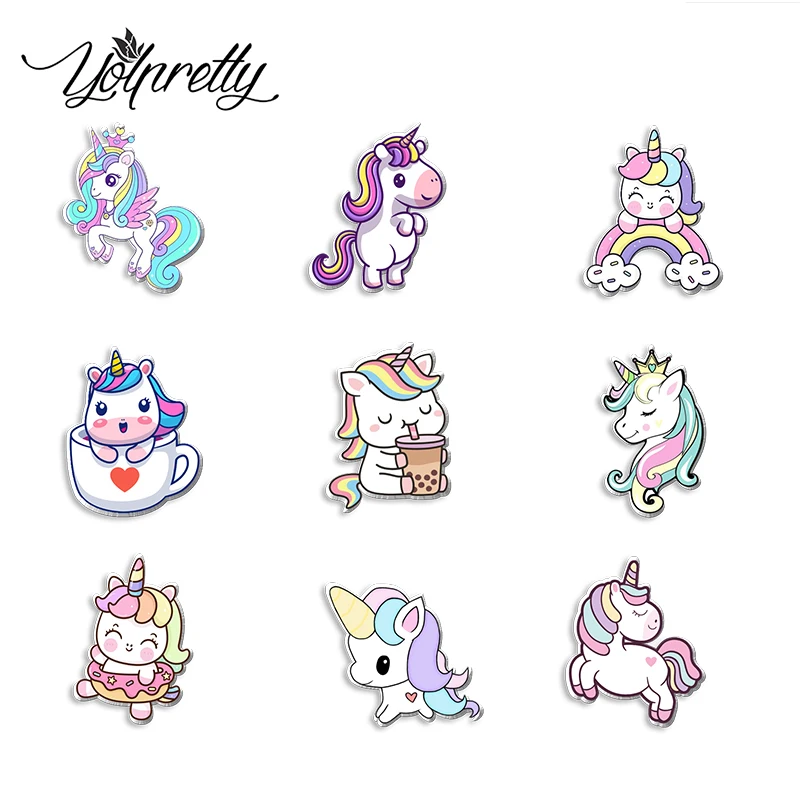 2023 New Arrival Fashion Cute Cartoon Sweety Rainbow Horse Unicorn Handcraft Acrylic Epoxy Badge Pin Lapel Pins