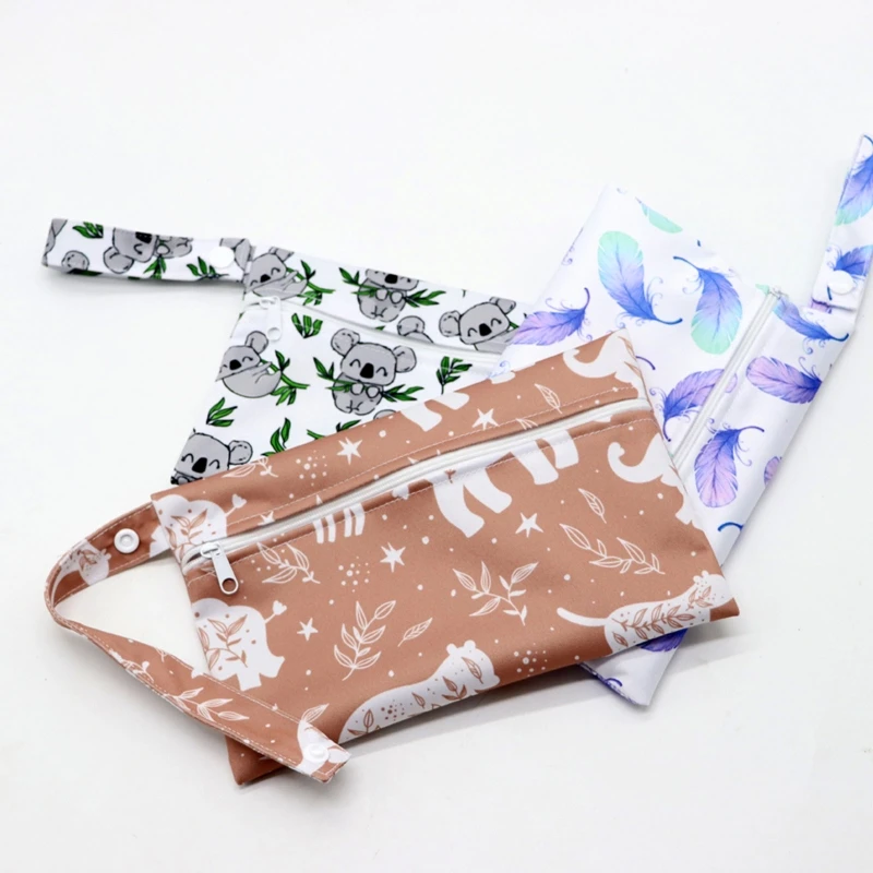 

Waterproof Baby Diaper Bag Cartoon Print Wet Dry Nappy Zipper Stroller Handbag