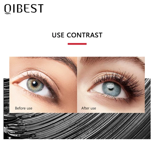 QIBEST 블랙 마스카라 속눈썹 마스카라 4D 실키 속눈썹 연장 속눈썹 메이크업 방수 마스카라 볼륨 아이 화장품 2
