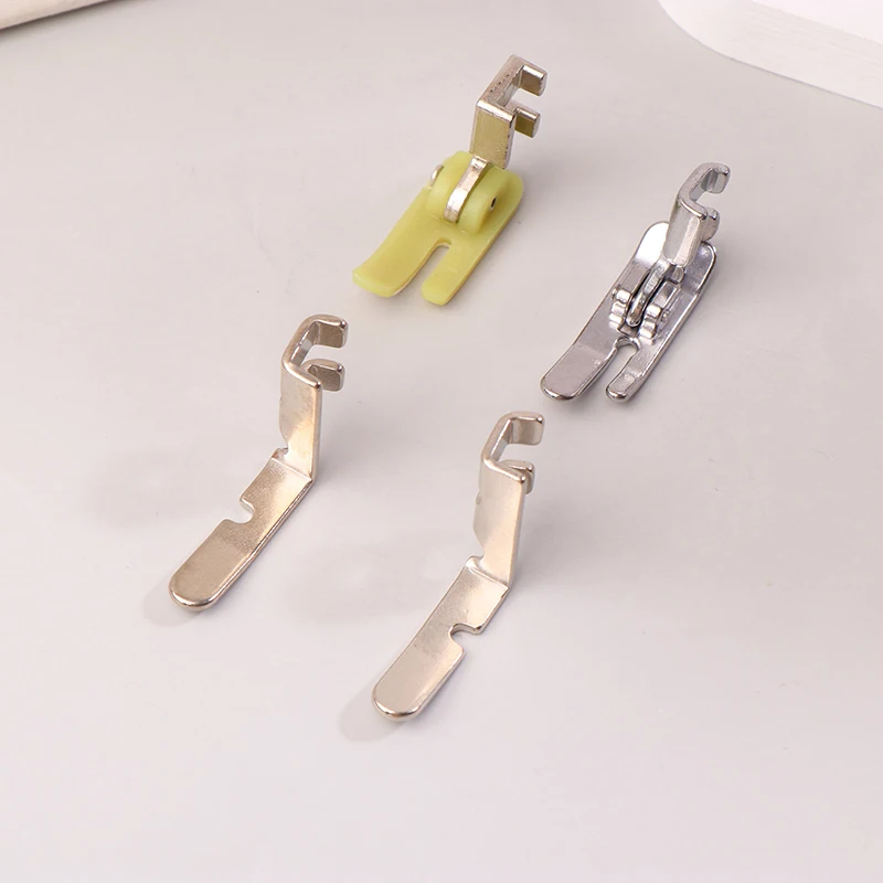 4Pcs Old Sewing Machine Zipper Presser Foot Set (Iron Presser Foot Plastic Foot Left Hole And Right Hole Single Side)