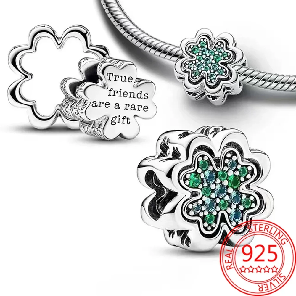 Silver Jewelry 925 Sterling Silver Green Coconut Tree Frog Clover Dangle Charm Beads Charms DIY Bangle Necklace Fine Jewellery Gift