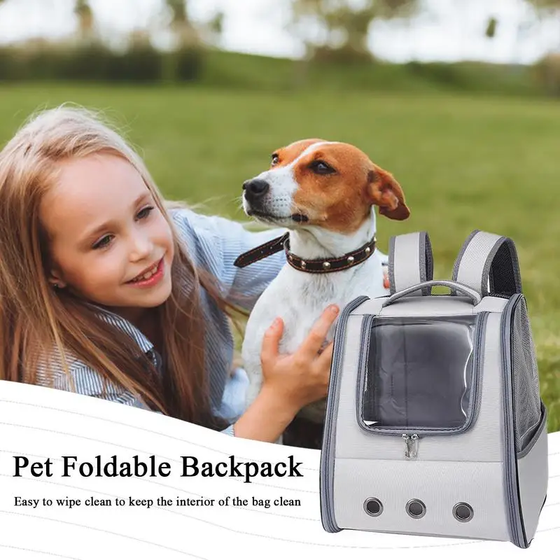Foldable Pet Backpack Dog Cat Portable Travel Carrier Bag Folding Design Dog And Cat Bag For Walking Going Out Driving Traveling