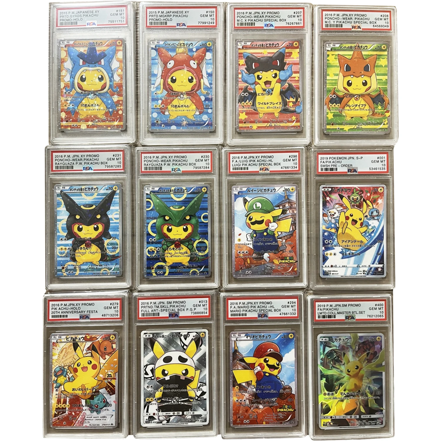 

Self Made Pokemon PSA Pikachu Dress Up Series Collection Card PTCG Copy Version 10Points Rating Card Anime Game Card Gift Toy