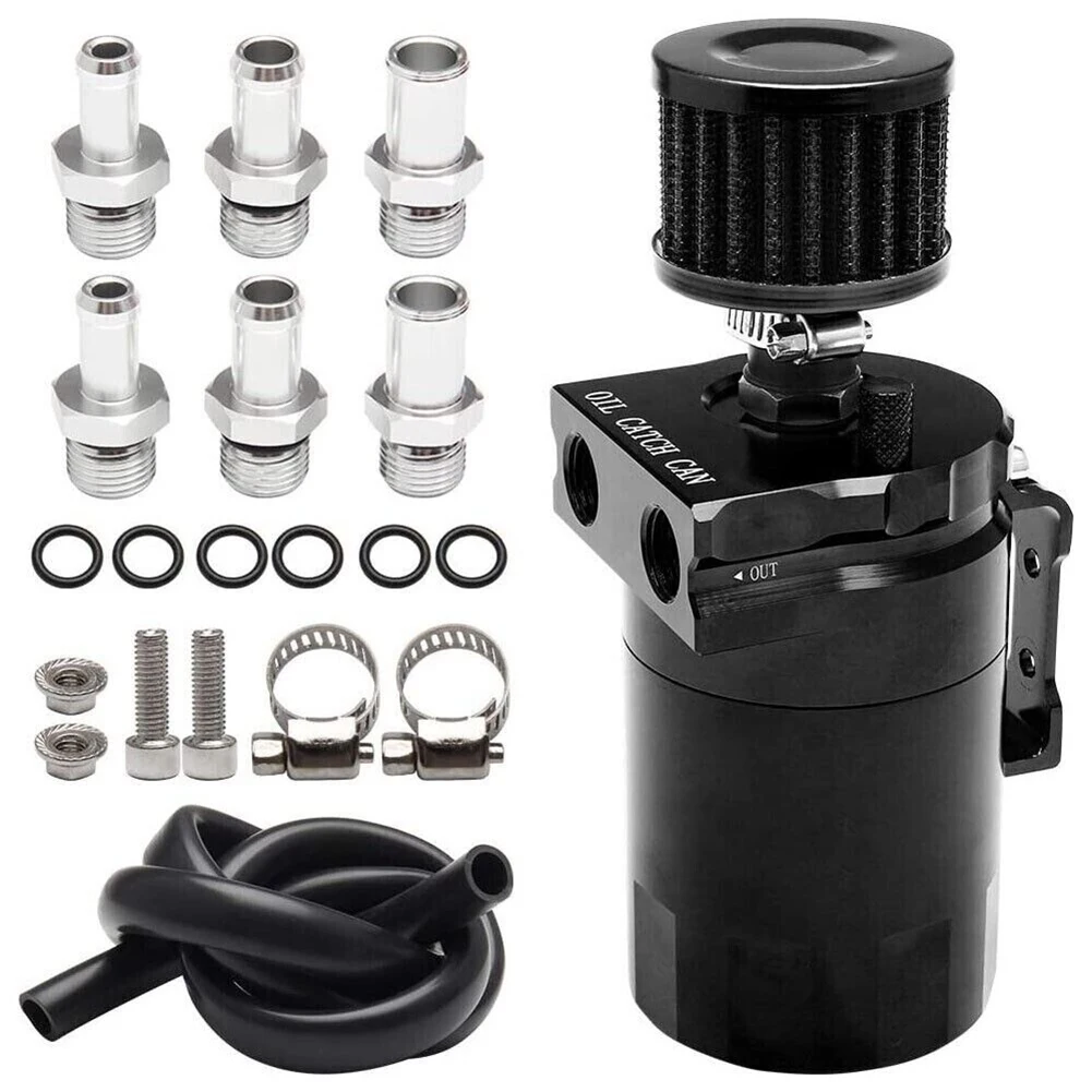 300ml Oil Catch Can Tank Kit with Breather Aluminum Polish Engine Air Oil Separator Tank Reservoir Kit Universal Automobile Acce