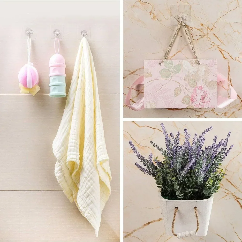 Transparent Hooks in The Bathroom Non-perforated Wall Hooks Sturdy Self-adhesive Hangers Home Accessories 6