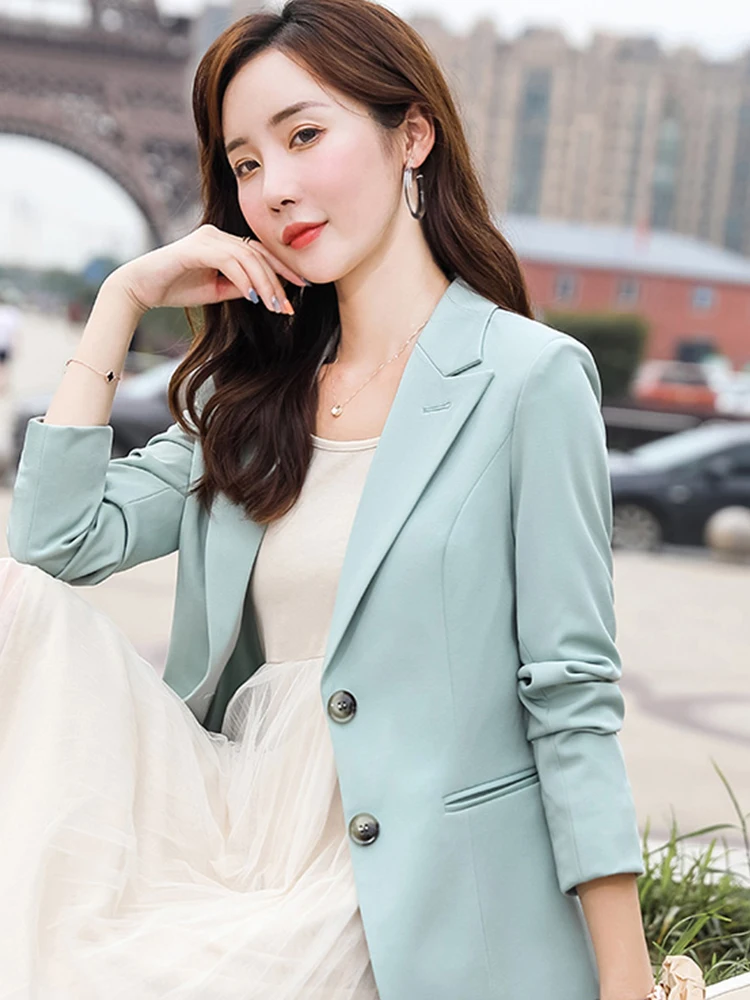 High-quality Blazer Straight and Smooth Jacket Office Lady Style Coat Business Formal Wear Candy Color Fashion Tops