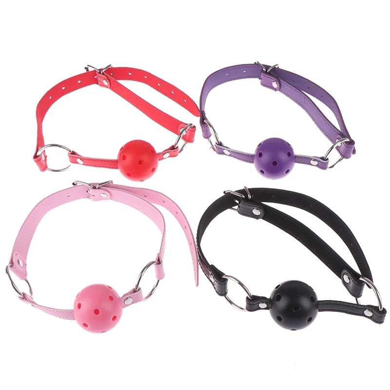 Pu Leather Bondage Fetish Silicone Mouth Ball Gag Mouth Stuffed Adult Flirting
