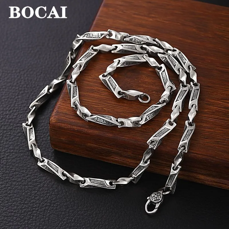 

BOCAI New Pure S925 Silver Jewelry Retro Sweater Chain Ssix-Character Mantra Irregular Individual Fashion Trend Men's Bracelet