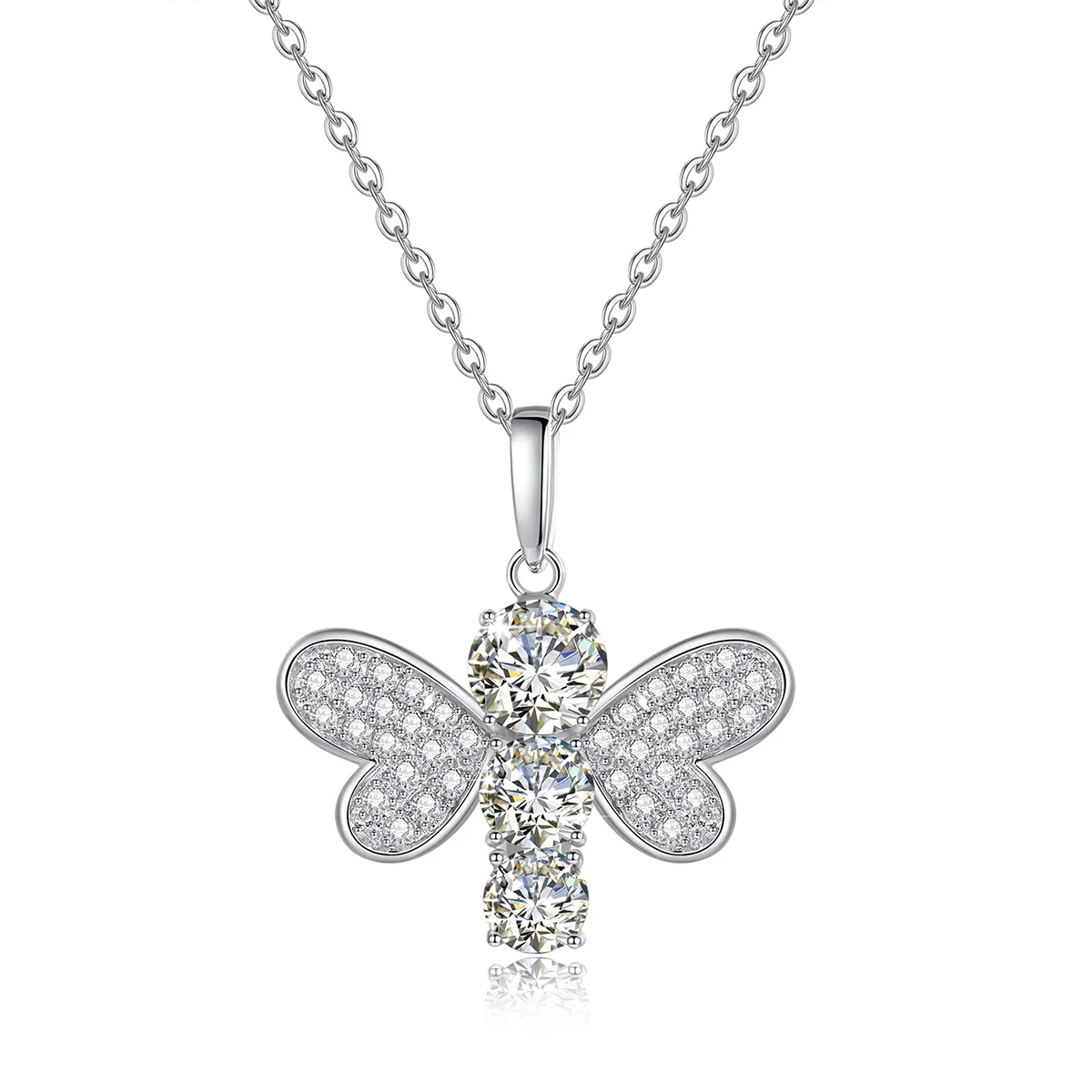 925 Sterling Silver Dragonfly Pendant Clavicle Chain Moissanite Necklace Charms For Women Elegant Girl Jewelry Gift