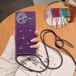 Luxury Crossbody Lanyard Candy Color Glitter Clear Silicone Phone Case - Poco X5 (GS Purple)
