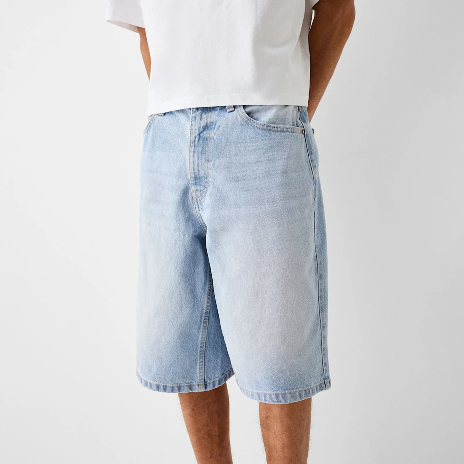 Imcute Baggy jeans shorts for men casual loose fit wide leg denim jorts Y2K vintage hip hop skateboard long jorts streetwear,denim shorts,summer jeans shorts