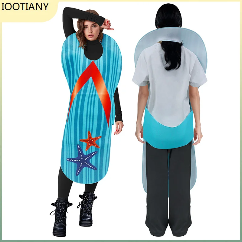 

New Halloween Flip-flops Printed Cosplay Costume Masquerade Theme Party Funny Outfit Carnival Party Stage Role Play Dress Up